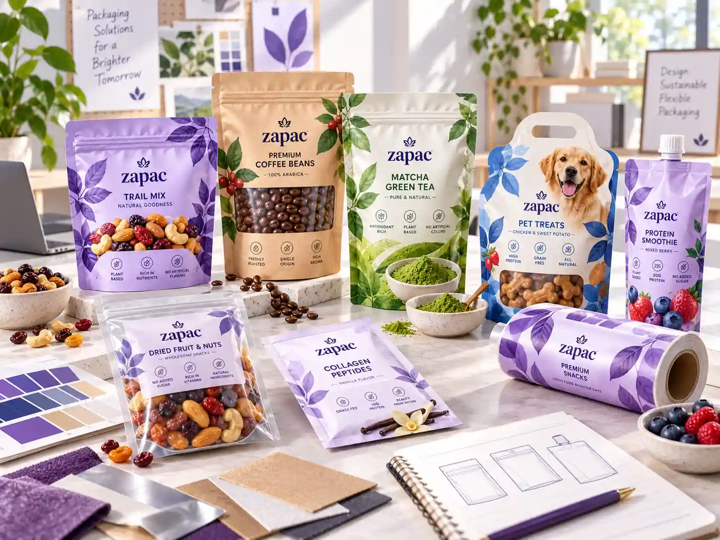 ZAPAC flexible packaging solutions with multiple pouch formats and product applications