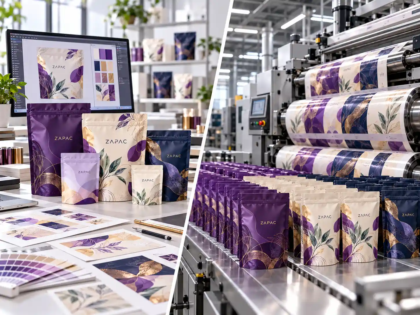 Digital and gravure printing workflow for custom flexible packaging production