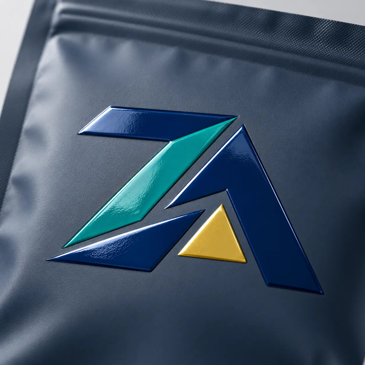 Soft-touch matte logo detail on premium flexible packaging
