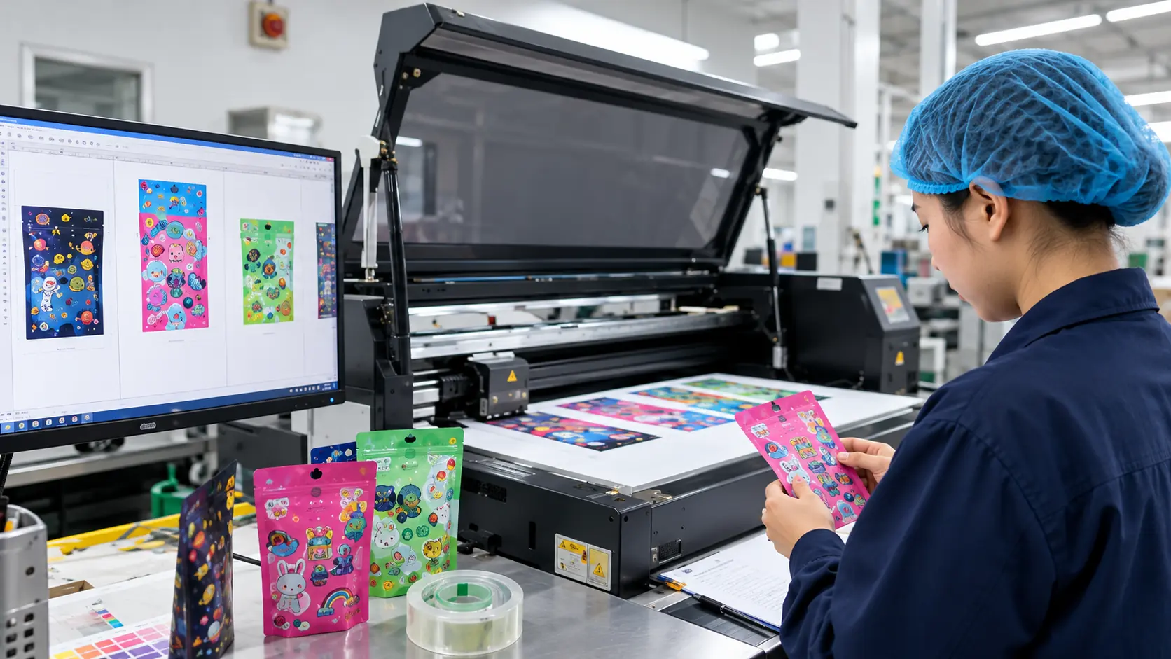 Custom packaging sample testing with digital printing equipment